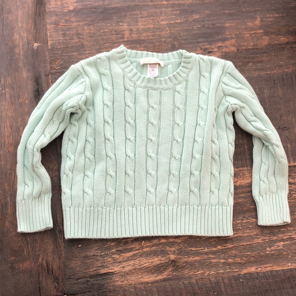 The Beaufort Bonnet Company Mint Cable Knit Crewneck Sweater